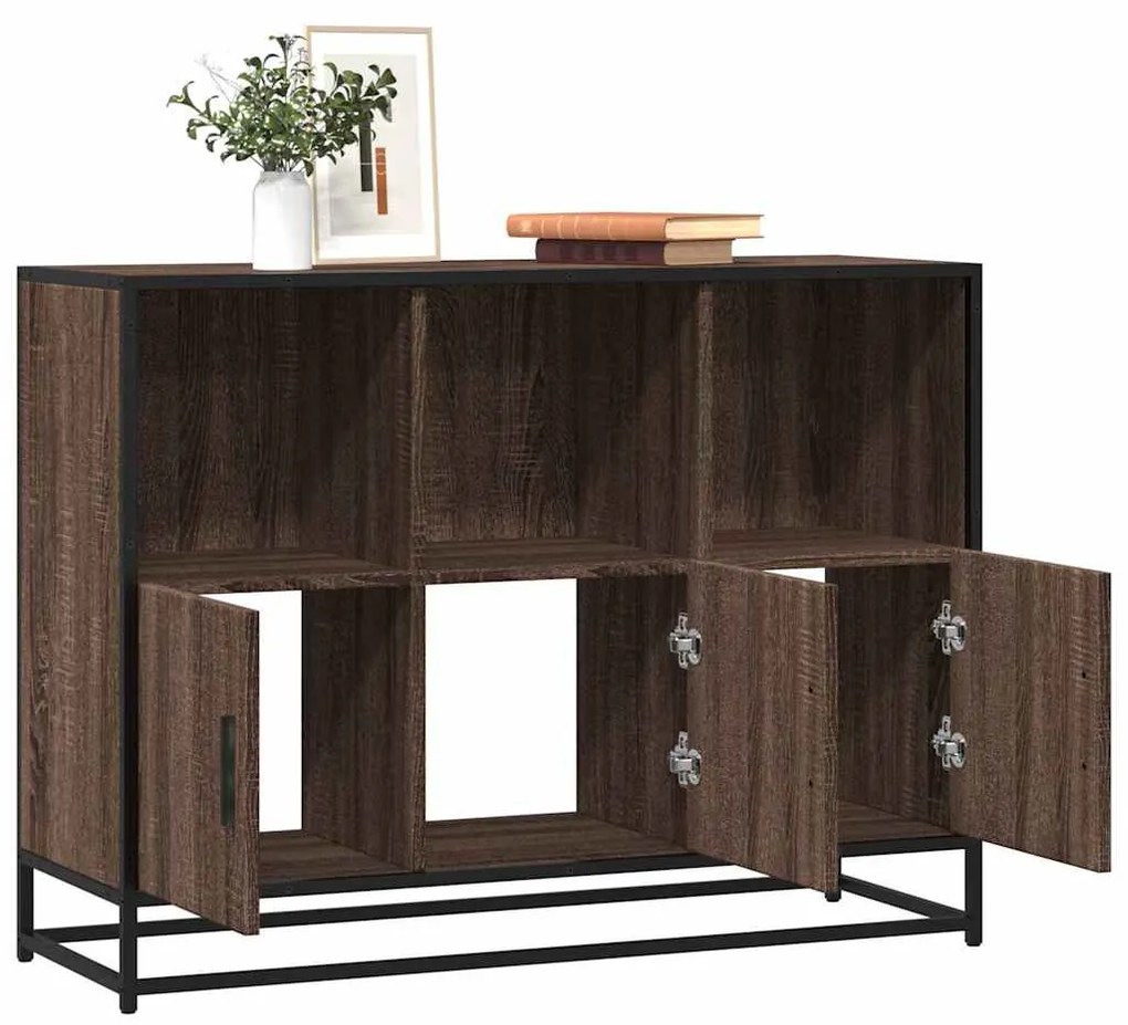 barna tölgyszínű szerelt fa tálalószekrény 100x35x76 cm