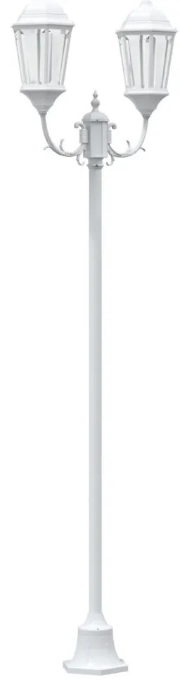 Kerti Lámpaoszlop 2-Lámpás E27 Fehér 220 cm Alumínium