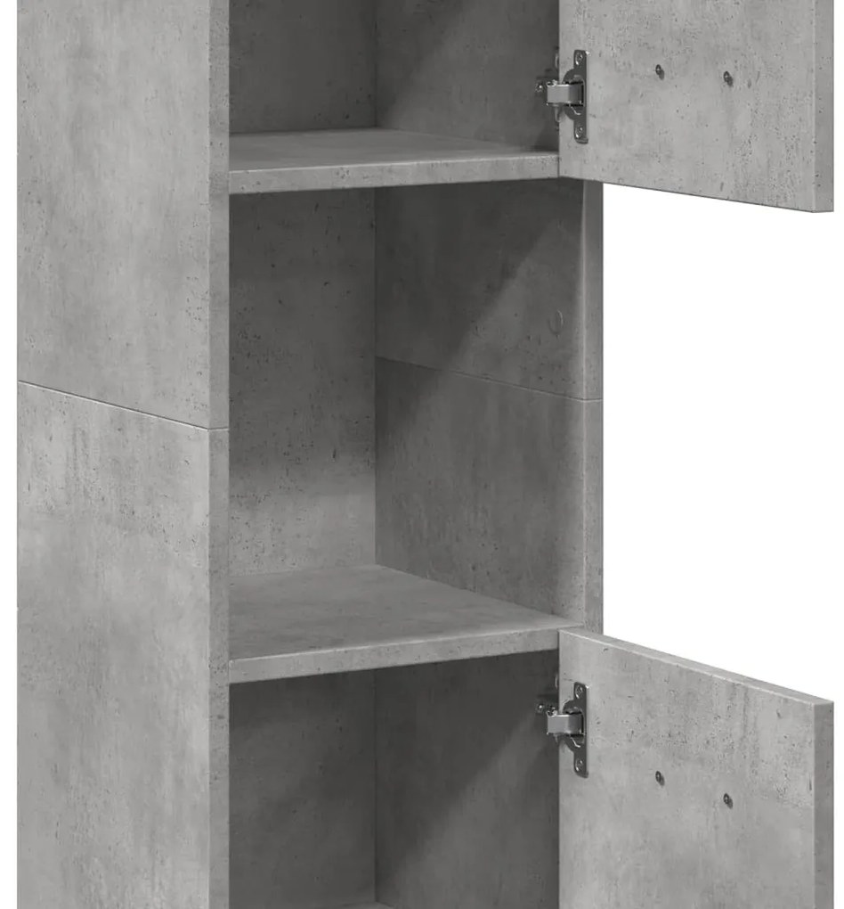 betonszürke szerelt fa függő fürdőszobaszekrény 30x30x130 cm