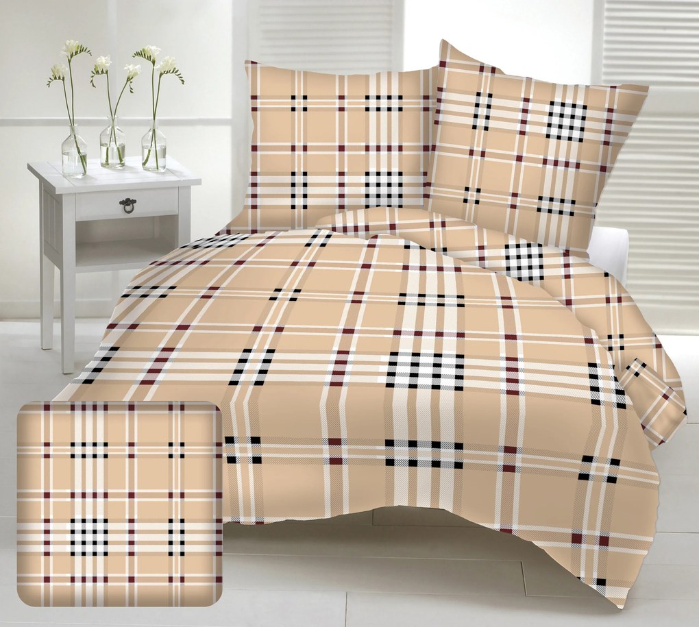 Karo barna krepp lapok TiaHome - 1x Párna 90x70cm, 1x Paplan 140x200cm
