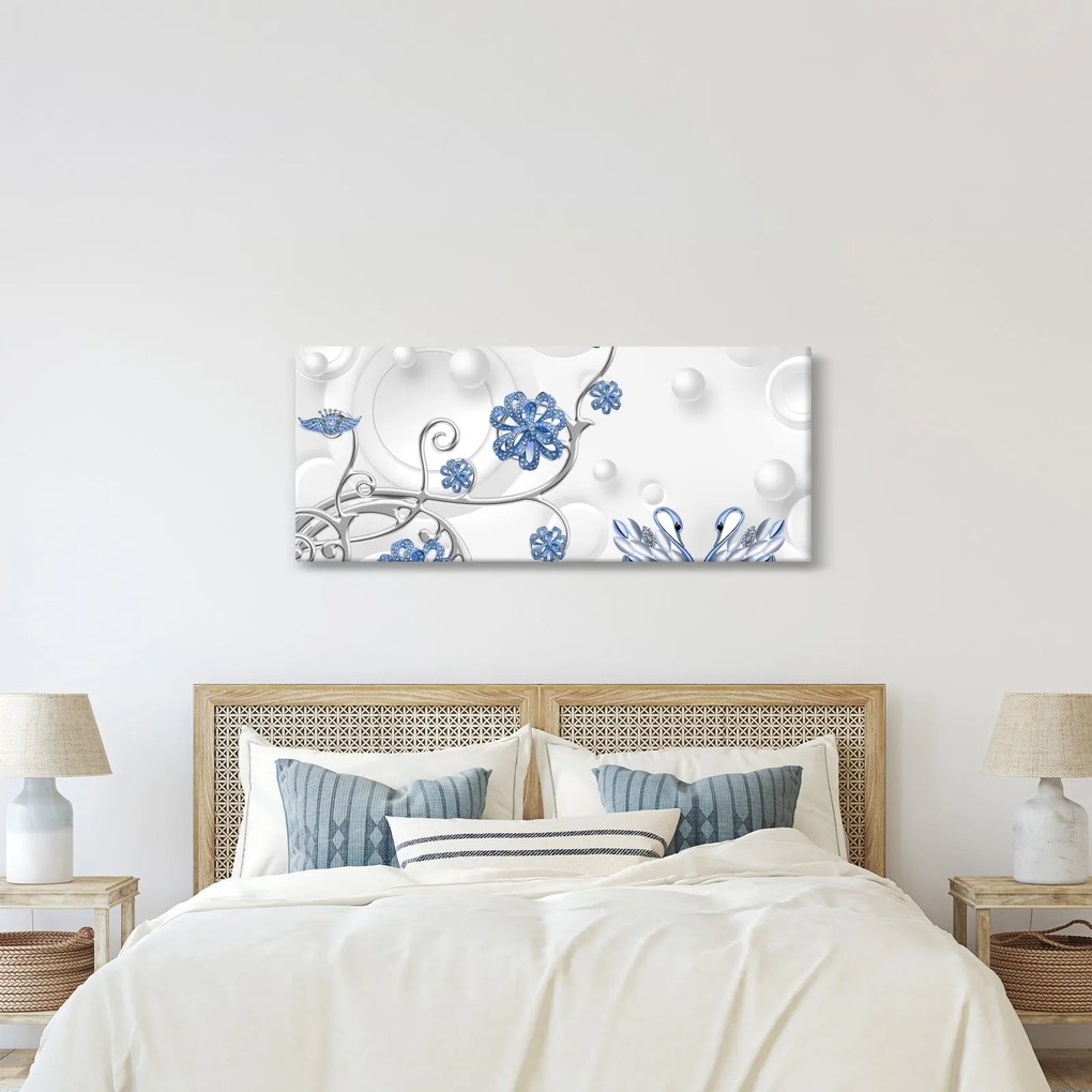 Kép - kék hattyúk (120x50 cm)