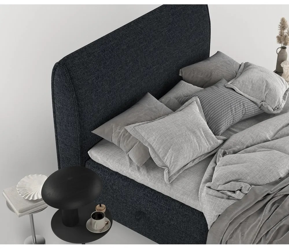 Fekete ágyneműtartós boxspring ágy 140x200 cm Melba – Maison de Rêve