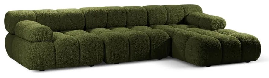 Zöld buklé moduláris sarokkanapé (jobb oldali) Bellis – Micadoni Home