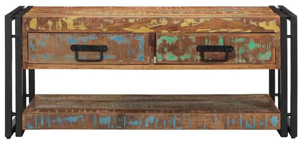 Dohányzóasztal többszínű 90x50x38cm tömörfa újrahasznosított fa