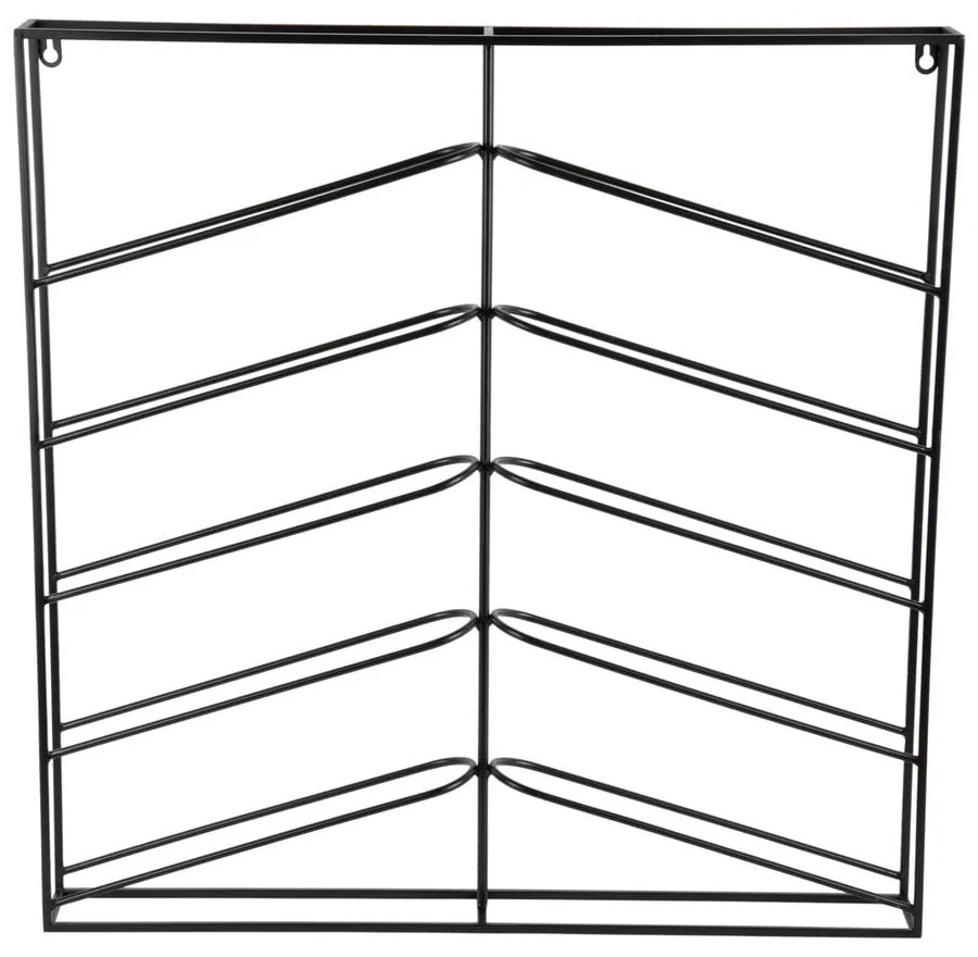 Fekete fali fém bortartó polcos állvány, palackok száma 10 67x66x7,5 cm Cuadro – PT LIVING