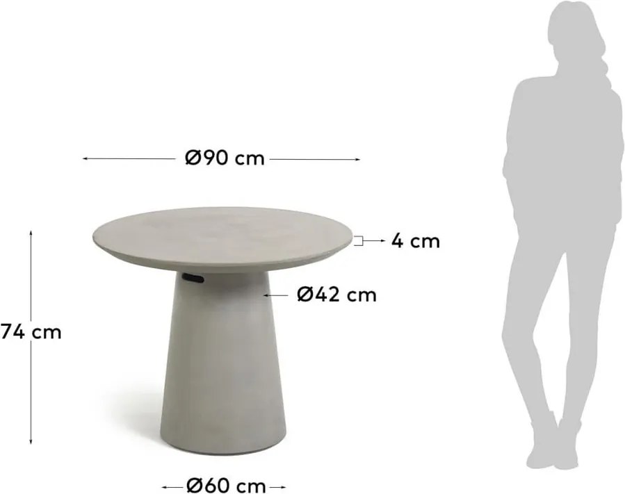 Itai beton kerti étkezőasztal, ⌀ 90 cm - Kave Home