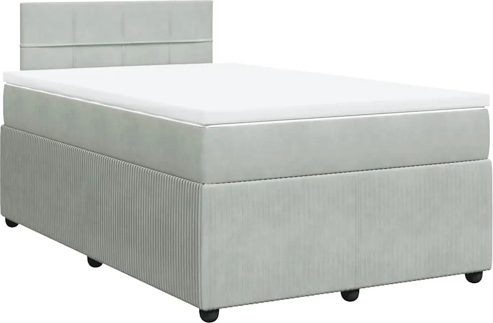 vidaXL világosszürke bársony rugós ágy matraccal 120 x 200 cm