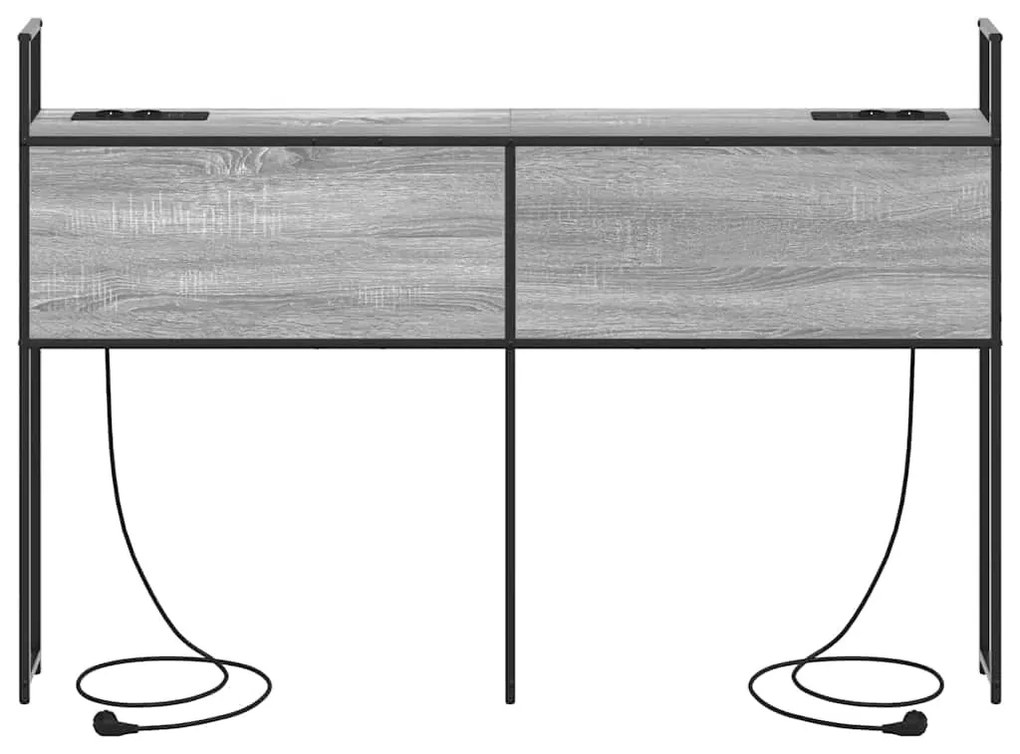 Tárolós Fejtámla Töltő Állomással Szürke sonoma 150 cm Faanyag