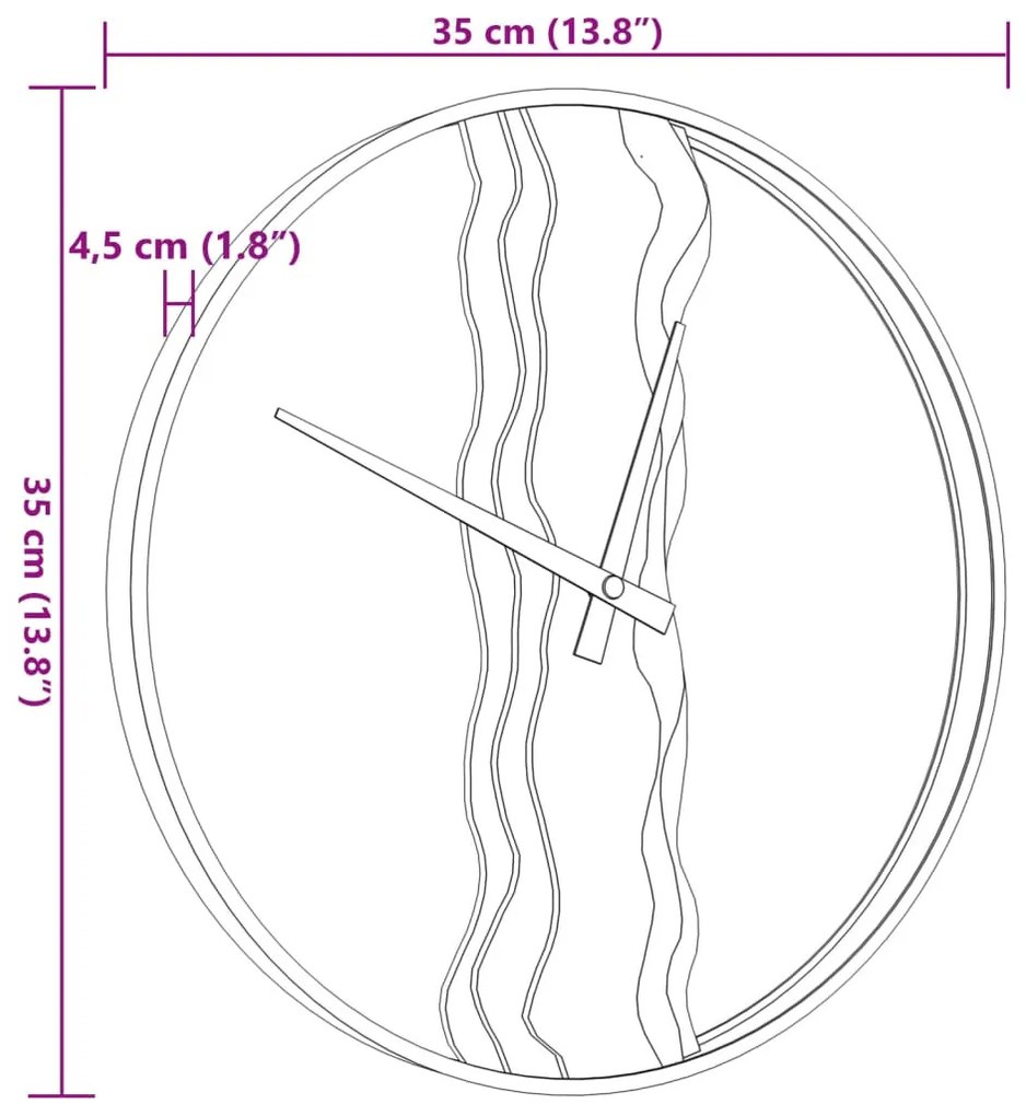 barna vas és tölgyfa falióra Ø35 cm