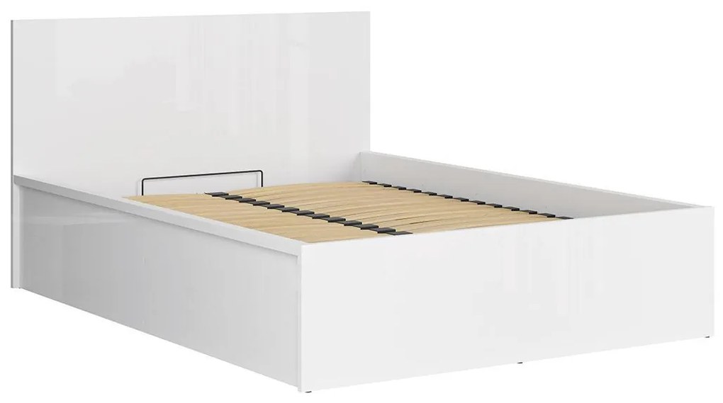 Franciaágy 140 cm Tetrix 8 (fényes fehér) (ágyráccsal) (tárolóhellyel). 1098488