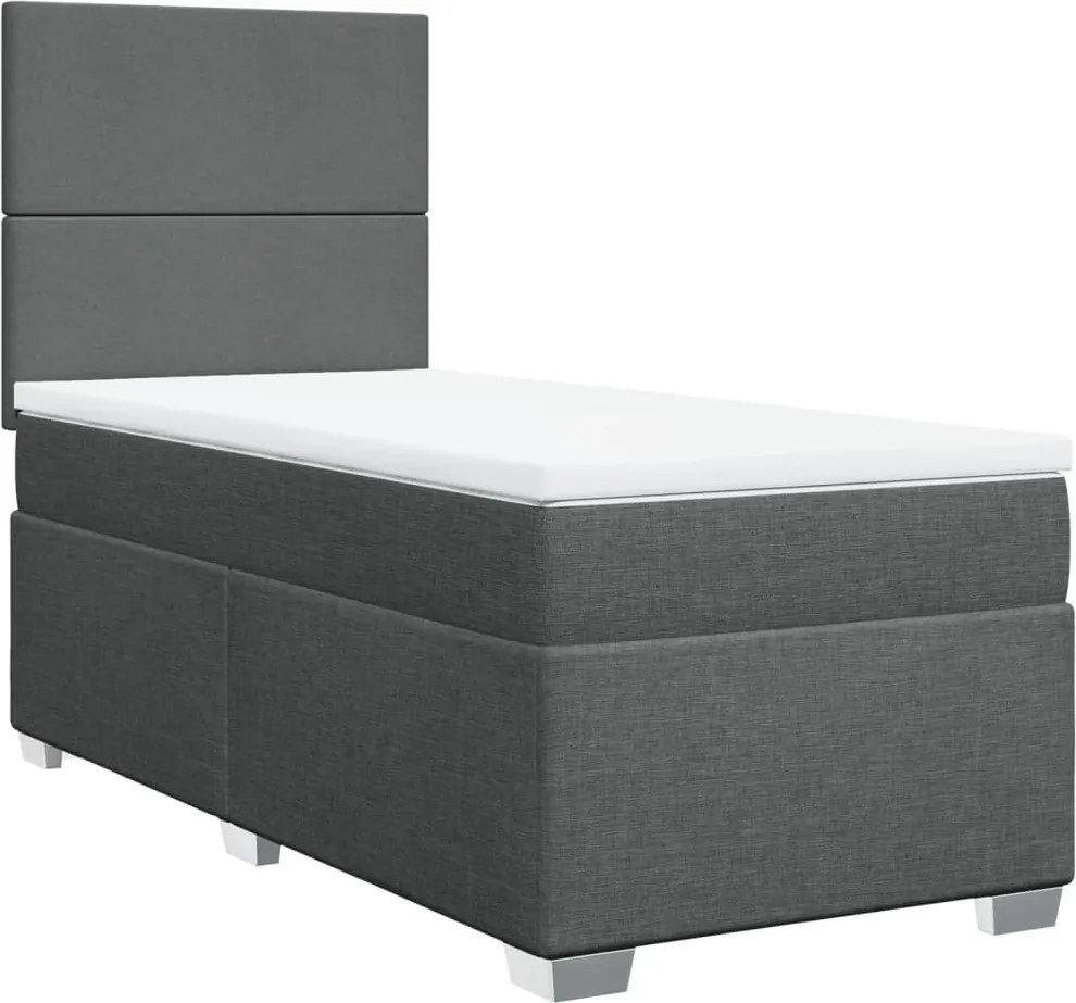 vidaXL sötétszürke szövet rugós ágy matraccal 90 x 200 cm