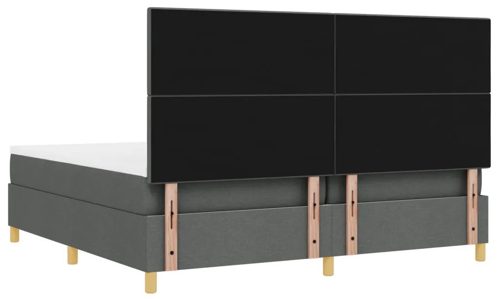Boxspring Ágy Matrac &amp; LED Sötétszürke 200x200 cm Szövet