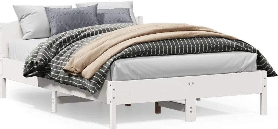 vidaXL fehér tömör fenyőfa ágy matrac nélkül 150 x 200 cm