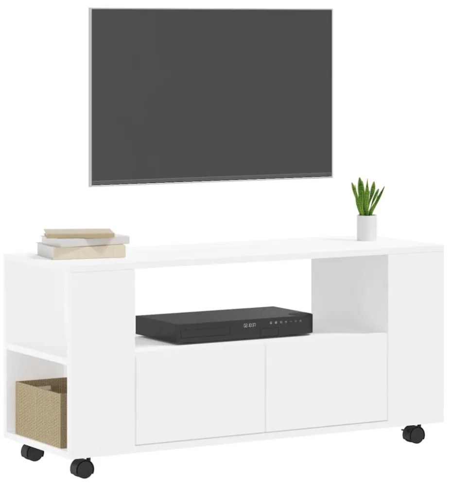 fehér szerelt fa TV-szekrény 102x34,5x43 cm