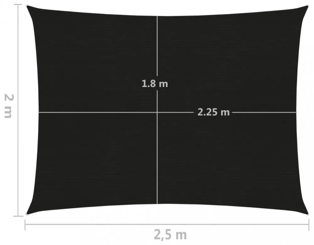 fekete HDPE napvitorla 160 g/m² 2 x 2,5 m