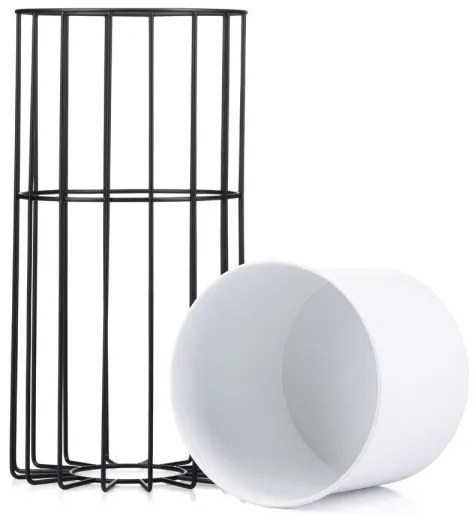 Fém virágcserép LOFT 42x20 cm fekete/fehér