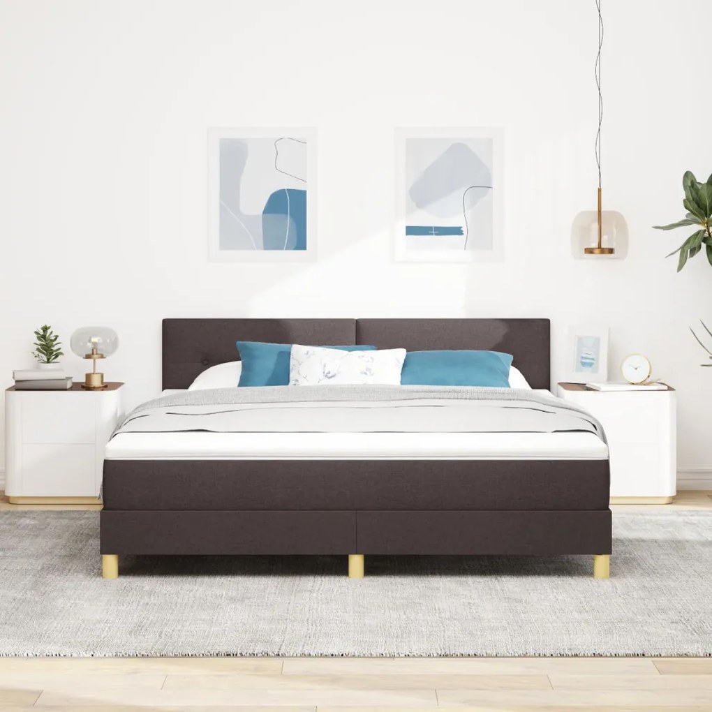 Boxspring ágy matraccal sötétbarna 180x200 cm szövet
