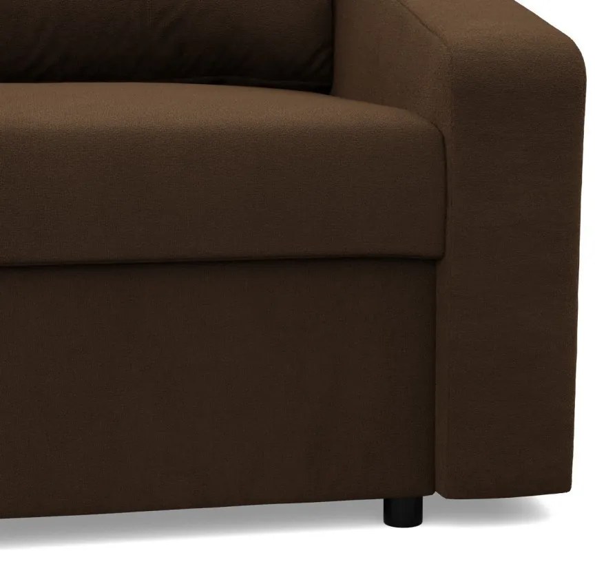 Zeus sarokkanapé, 2 ágyneműtartóval, döntött kartámasz, szövet anyag, univerzális oldal, bonell töltet, barna