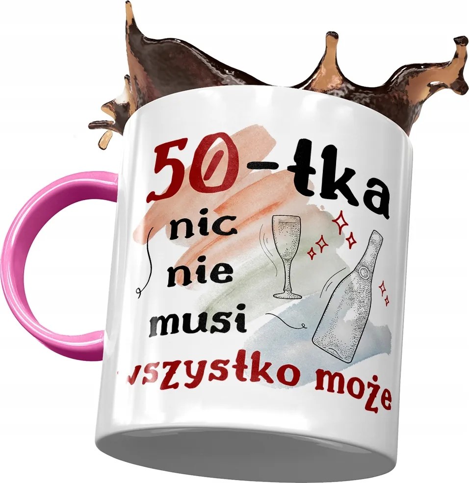 Rózsaszín Bögre Születésnapra 50 50-es 50-es Ajándék Nyomtatott Fotóval