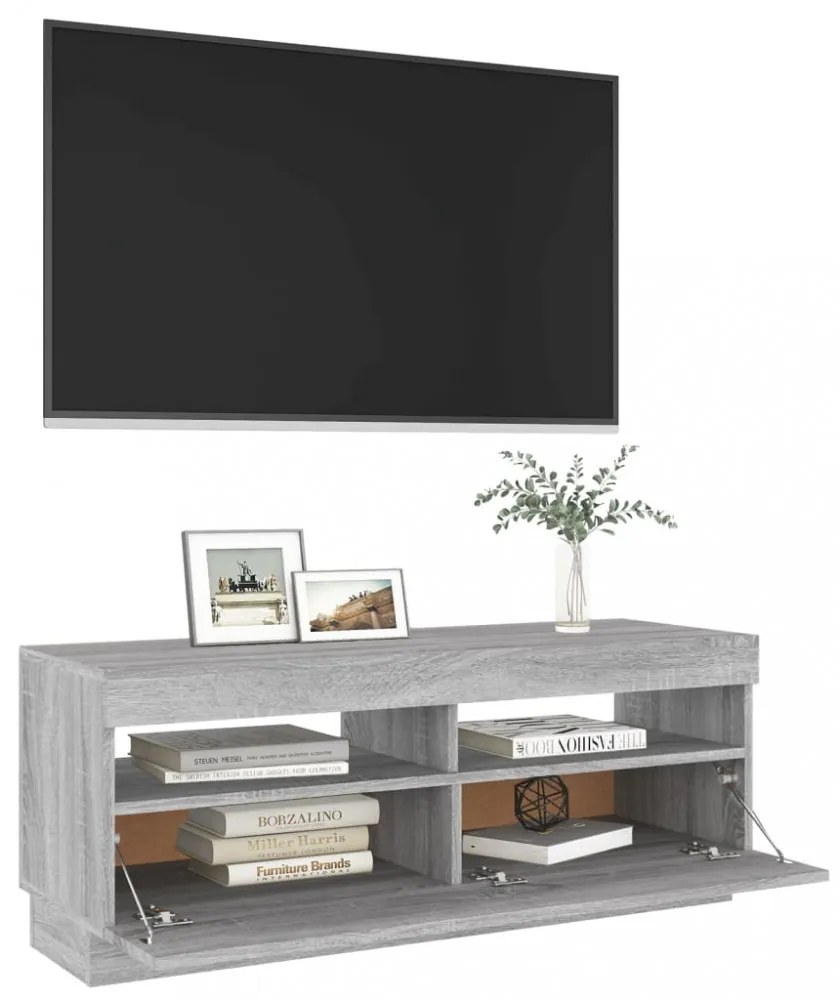 szürke sonoma TV-szekrény LED-lámpákkal 100 x 35 x 40 cm