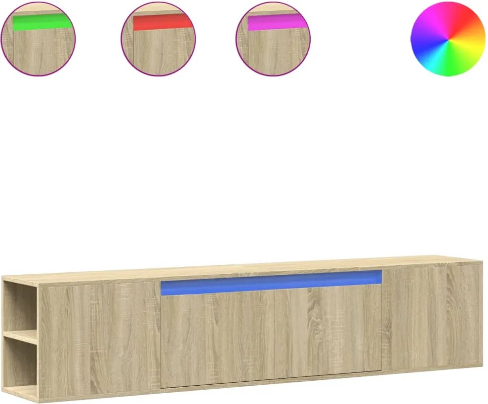 vidaXL sonoma tölgy színű fali TV-szekrény LED-del 180 x 31 x 39,5 cm