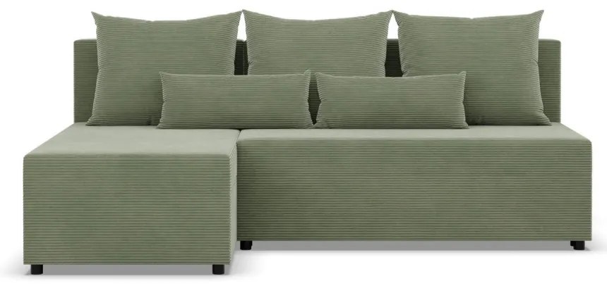 Nobu sarokkanapé, kordbársony, univerzális oldal, zöld