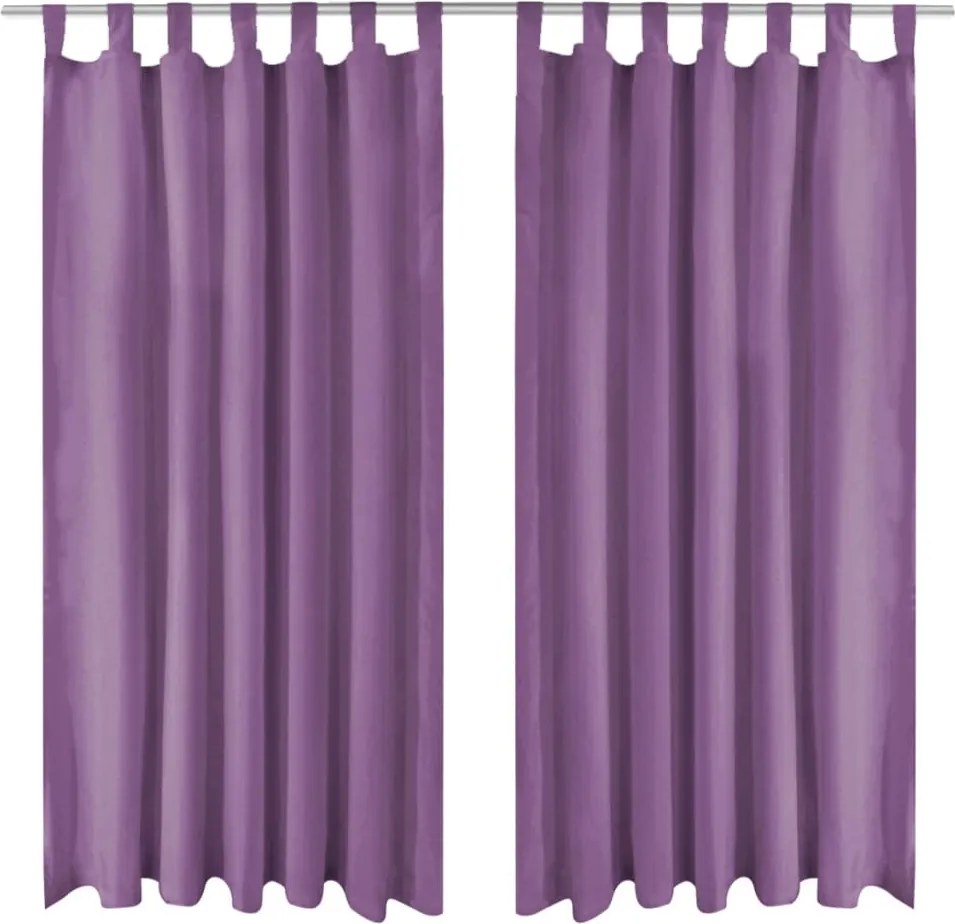vidaXL 2 db lila mikroszatén függöny karikákkal 140 x 175 cm