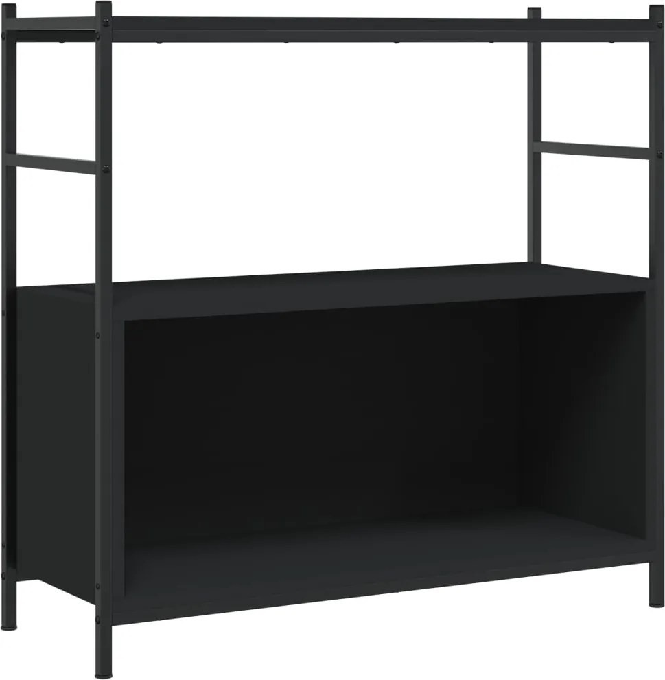 vidaXL fekete szerelt fa és vas könyvespolc 80 x 30 x 78,5 cm
