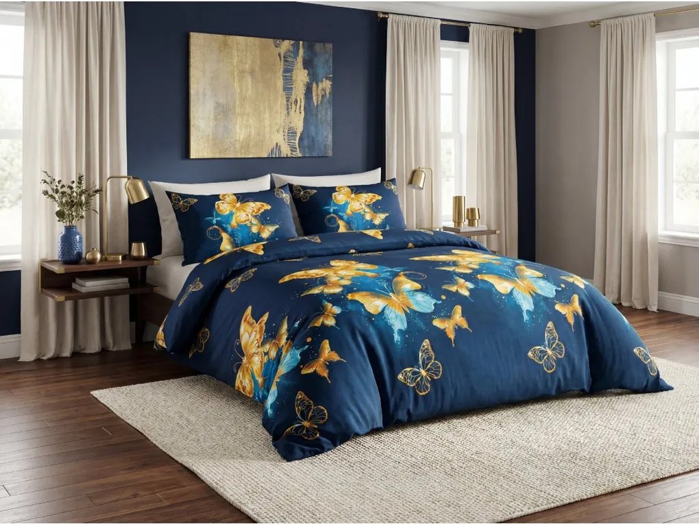 Mikroszálas ágyneműhuzat ROYAL BUTTERFLY kék Ágyneműhuzat mérete: 70 x 80 cm | 140 x 200 cm