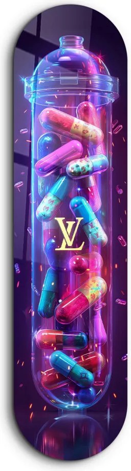 Colorful LV Tube edzett üvegkép, 20 x 80 cm
