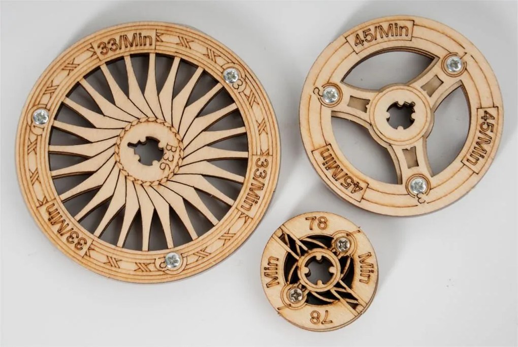 Robotime játék - 3D fa mechanikus kirakós Gramofon (elektromos hajtás)