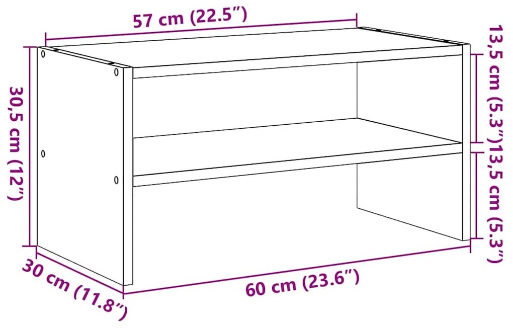 betonszürke cipőtartó állvány halmozható 60 x 30 x 30,5 cm