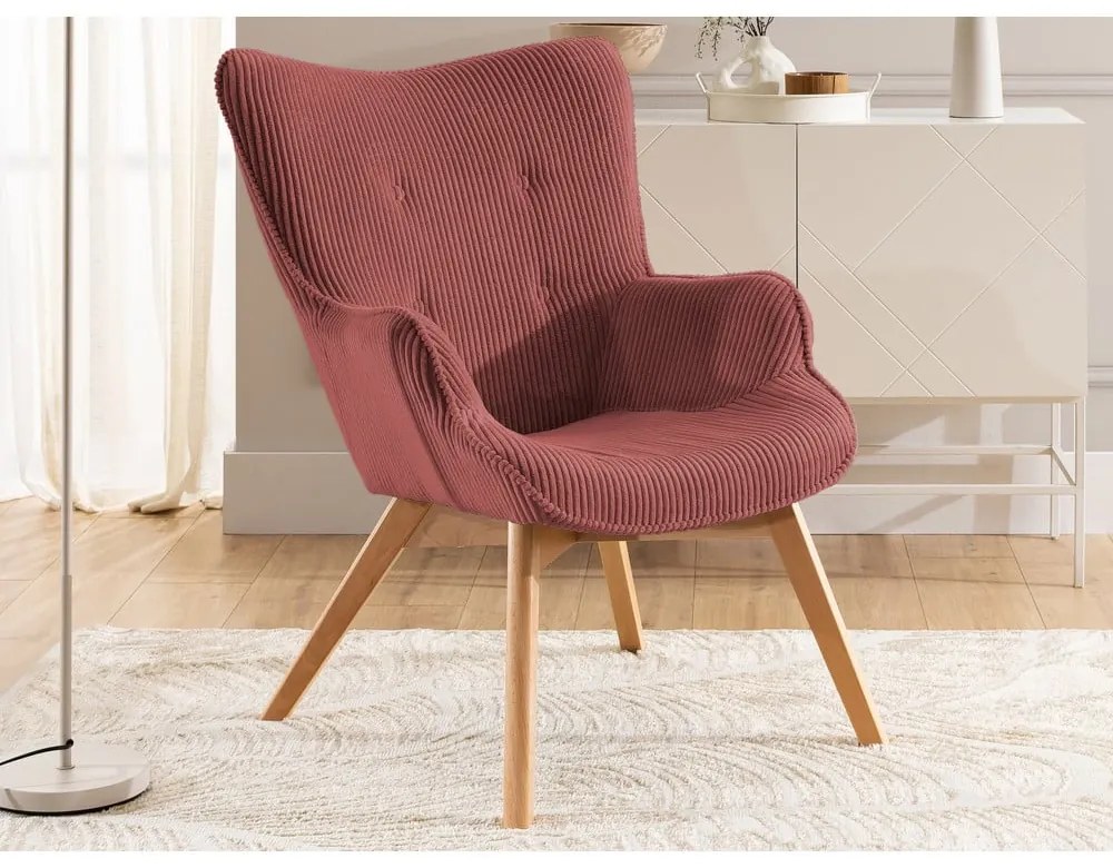 Piros kordbársony fotel Niko – Ropez