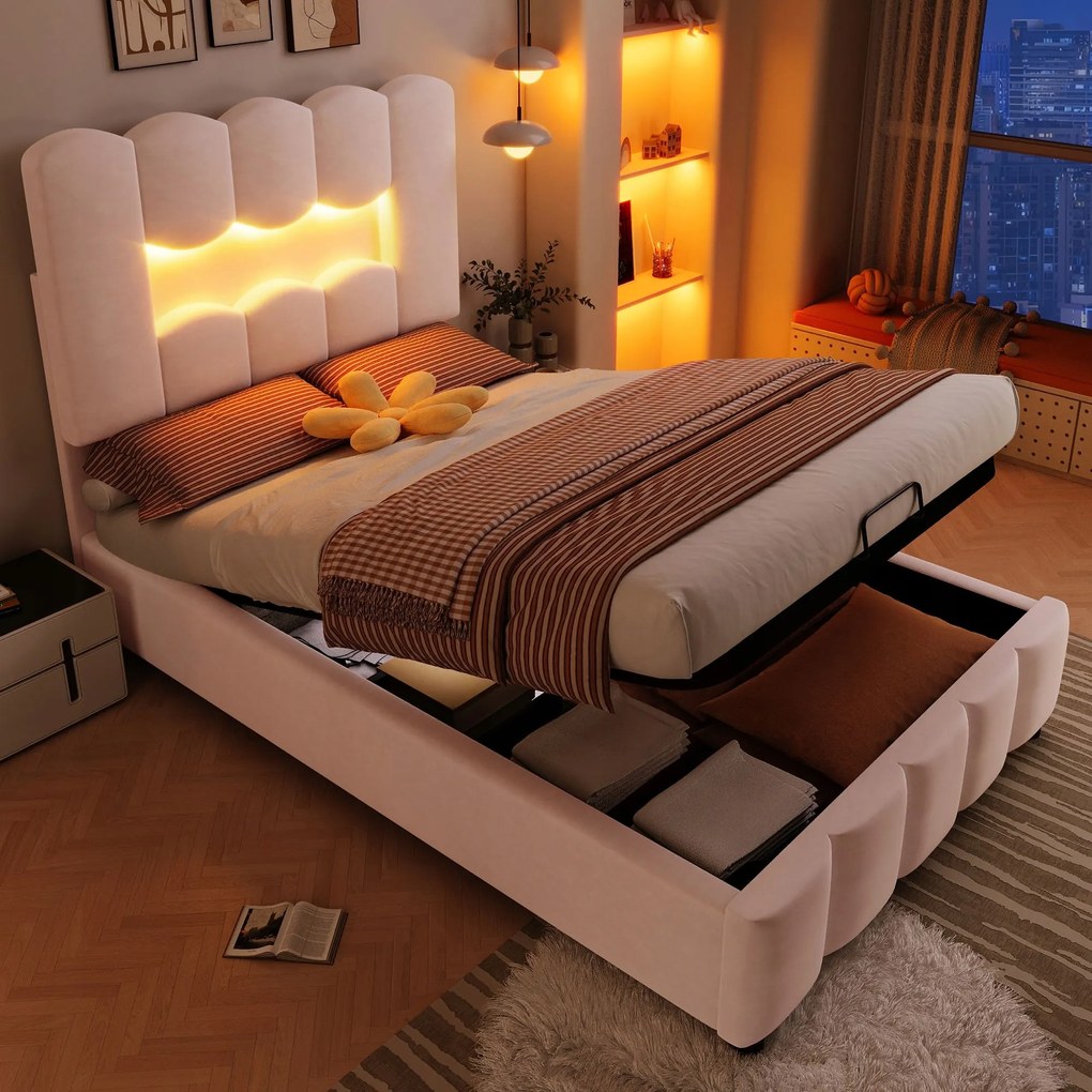 Led kárpitozott ágy 90x200cm Egyszemélyes gyerekágy Hidraulikus