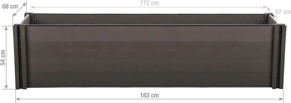 Emelt virágágyás G21 Crop 183 x 68 x 54, WPC, Eben, 54 cm