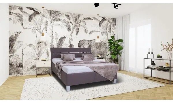 Kárpitozott ágy ALIS 180x200 cm matraccal és ágyneműtartóval, barna