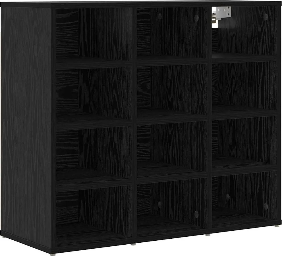 vidaXL Cipőszekrény polcokkal Fekete tölgy 77,5 x 30 x 67 cm Faanyag