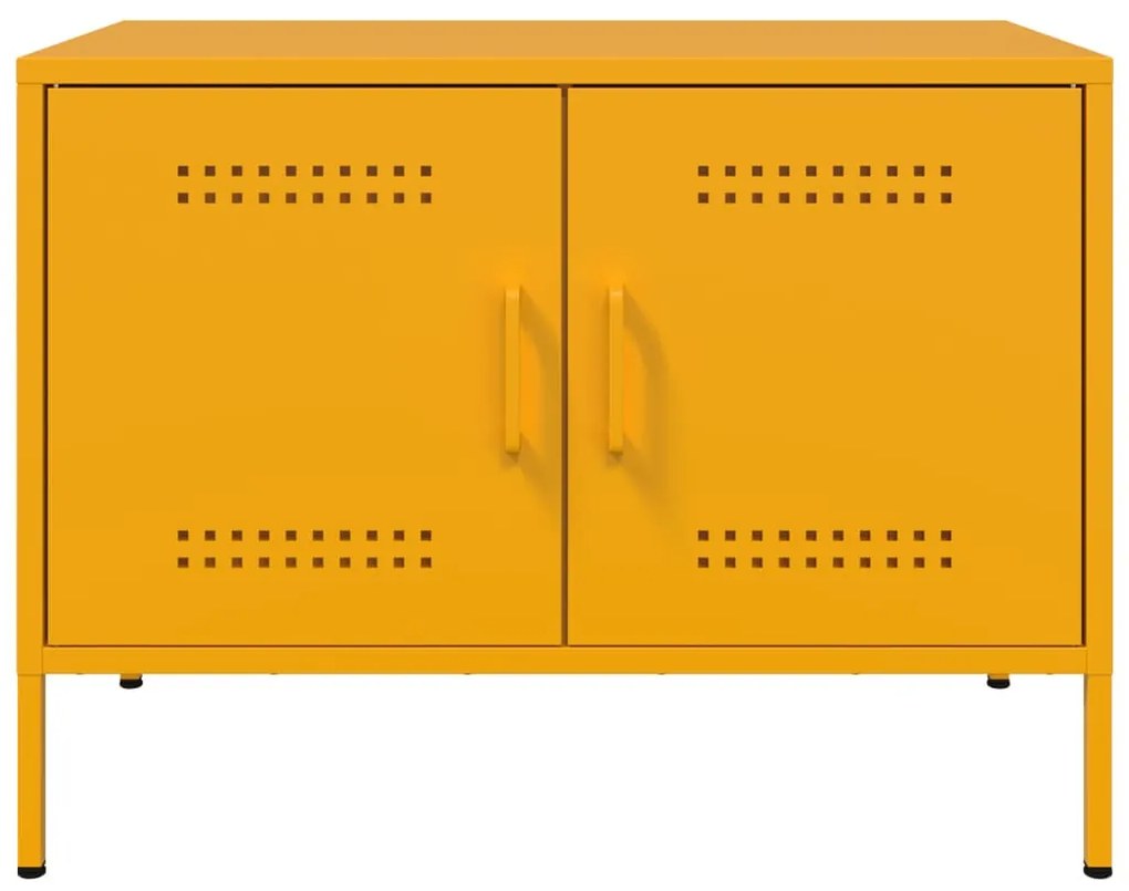 2 db mustársárga acél TV-szekrény 68 x 39 x 50,5 cm