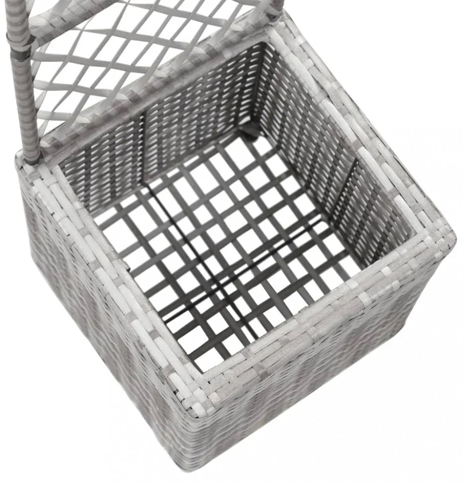 szürke rácsos polyrattan virágtartó 1 kaspóval 30 x 30 x 107 cm