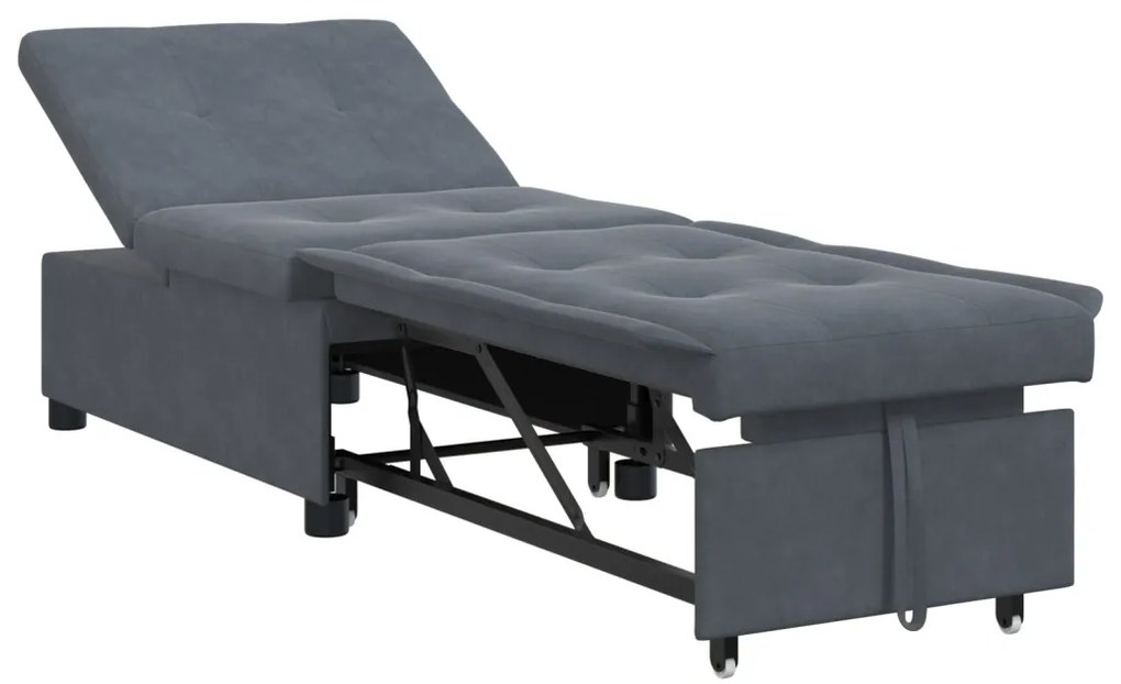 Kanapéágy Sötétszürke 67 x 194 x 38 cm Bársony