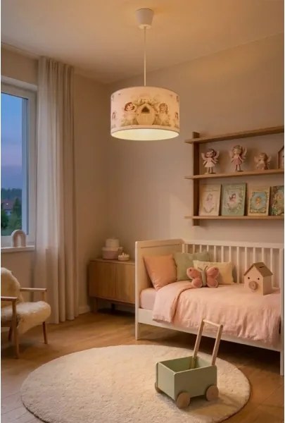Brilagi - LED gyerekszoba csillár zsinóron BOBO 1xE27/60W/230V átm. 35 cm rózsaszín/tündérek
