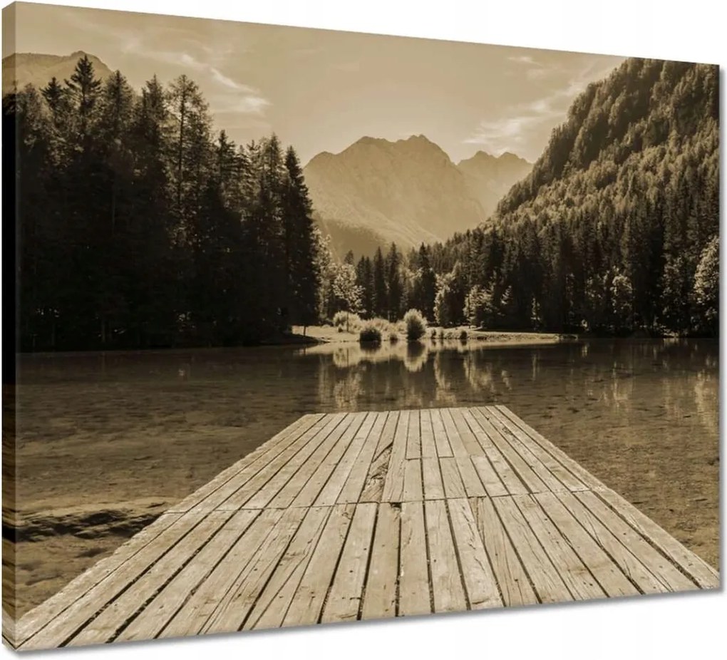 Vászonkép 50x40 Híd a hegyekben Hegyek