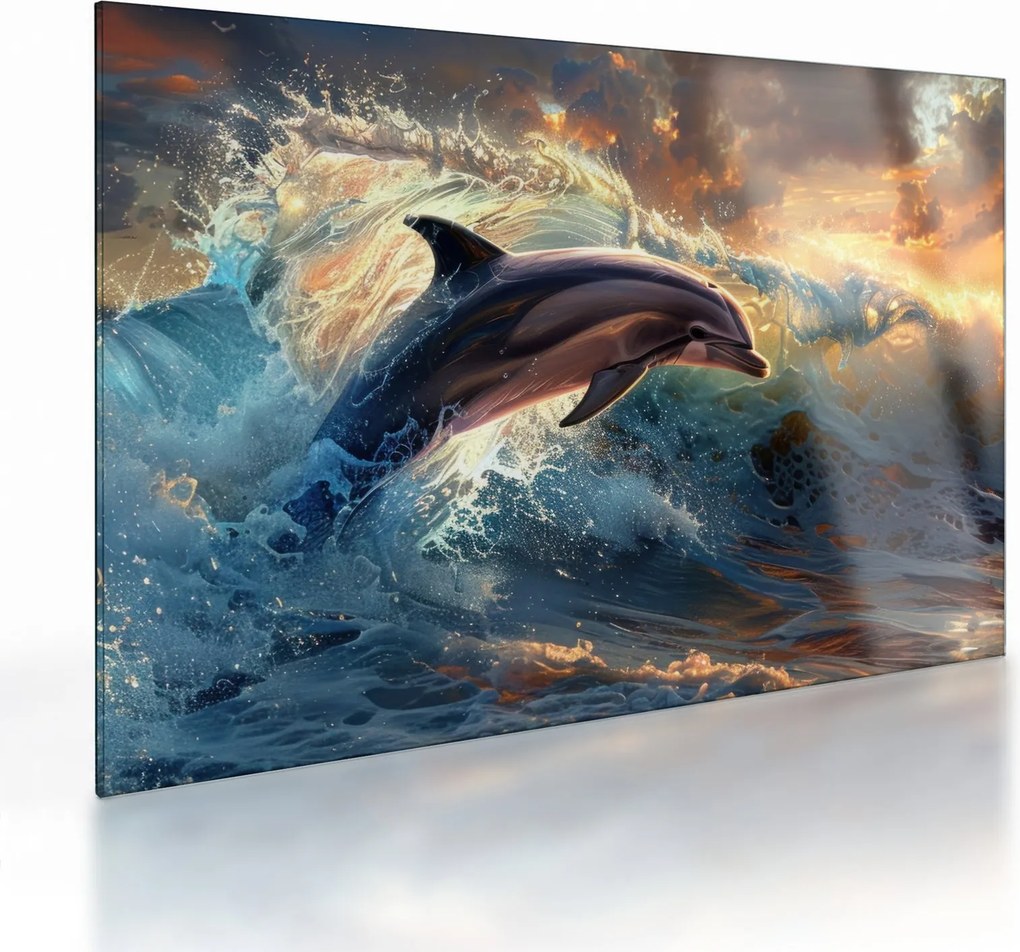 Üveg kép - Delfin, illusztrációk (70x50 cm)