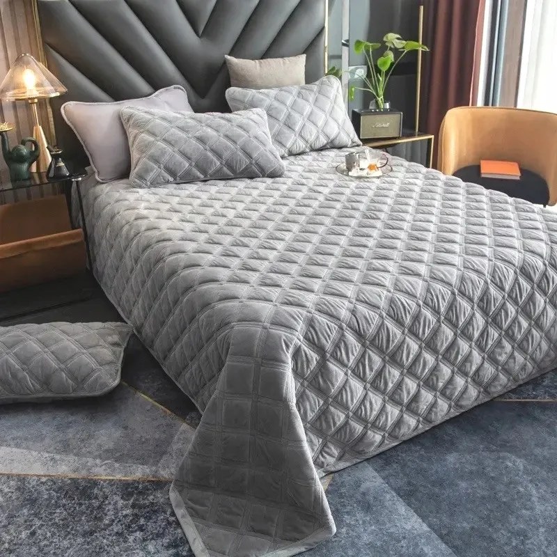 Ágytakaró velúr 220x240 Exkluzív Nagy puha takaró Világosszürke