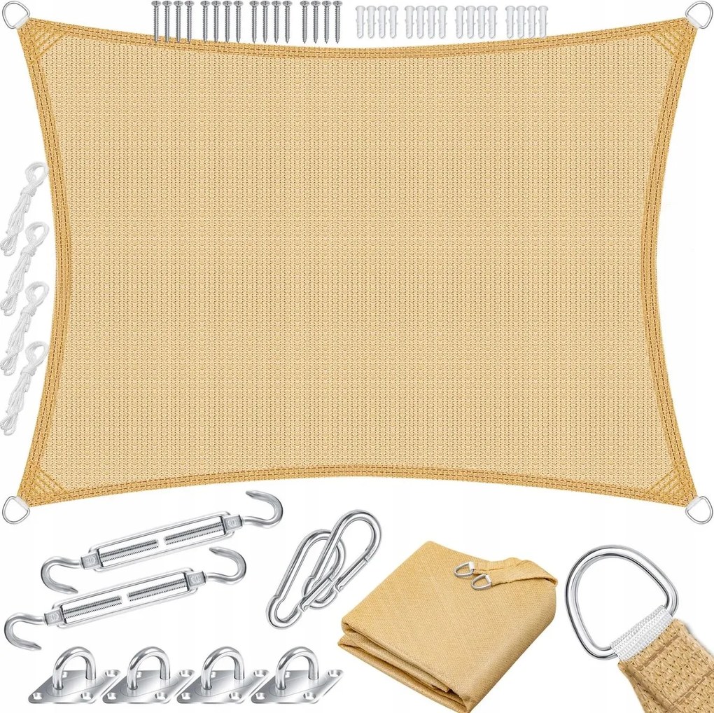 Kesser Napvitorla Hdpe 2 x 4 m Homok Uv 85% Vízálló