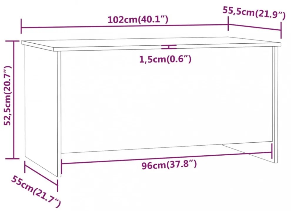 fekete szerelt fa dohányzóasztal 102 x 55,5 x 52,5 cm