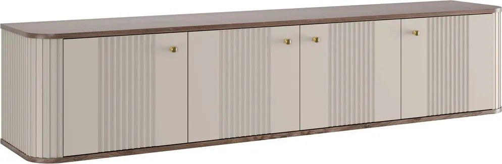 Vesper 4D függő TV-szekrény 187 cm - kasmír / diófa / arany fogantyúk