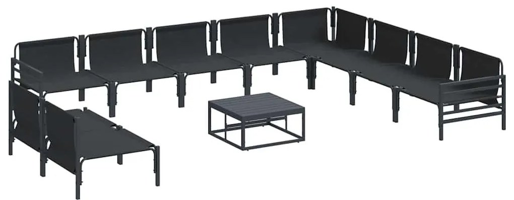 Kerti Kanapé Szett 11 pcs Antracitszürke Acél