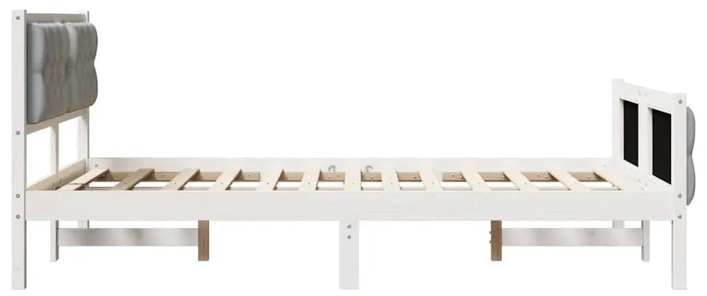 Ágykeret fejtámlával Világosszürke 120 x 200 cm Tömör fenyőfa