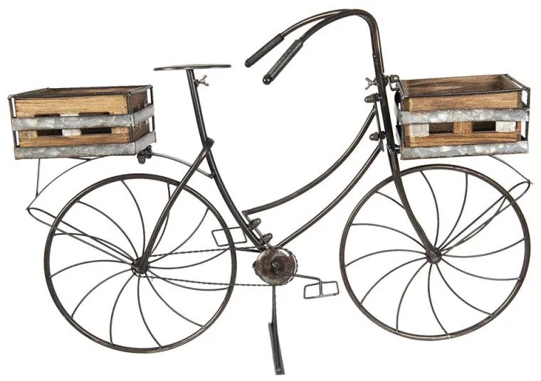 Nagy Fém Bicikli virágtartó két fa kosárral